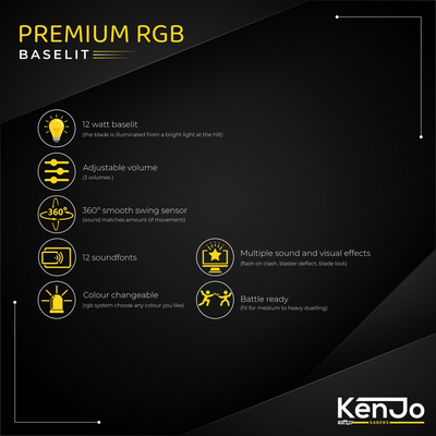 KenJo Sabers Premium RGB Baselit functions