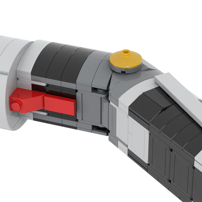 Close up van de gebogen vorm van de Super Bricks Counts Curve lightsaber