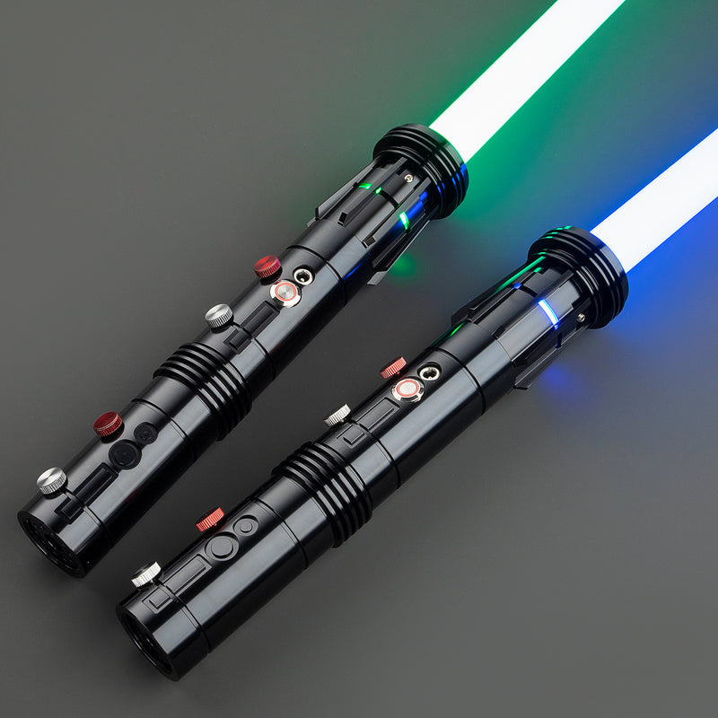 Saberstaff Zwart - KenJo Sabers - Premium RGB Baselit - Star Wars Lightsaber replica Jedi Sith - Best sabershop Europe - Nederland light sabers kopen -